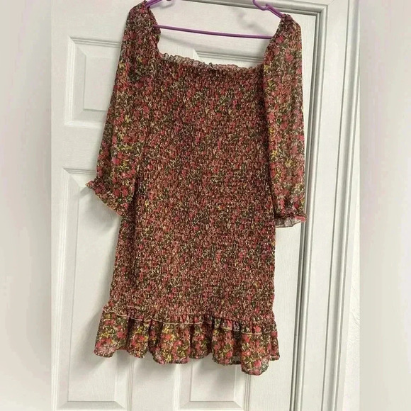 Women’s Aura Floral Stretch Dress 3/4 Sleeve Dress Size Large - Picture 1 of 6